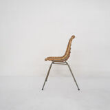 Vintage rattan and metal dining chair