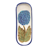 Stoneware dish with hydrangea decoration signed