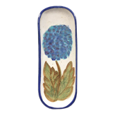 Plat grès décor hortensia signé