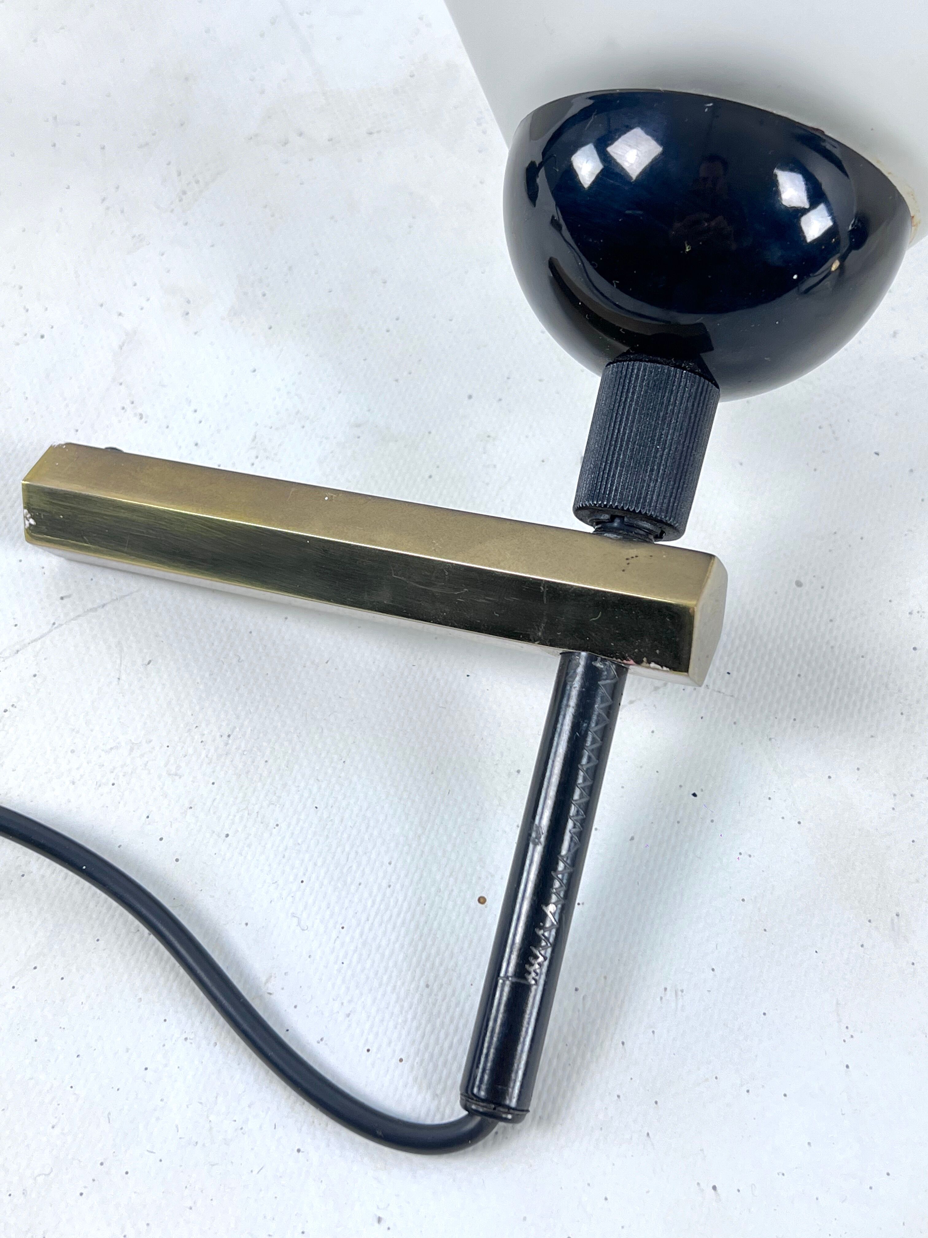 Rare Set of four Italian Modern brass and Murano glass wall lamps by Quattrifolio. 1970s