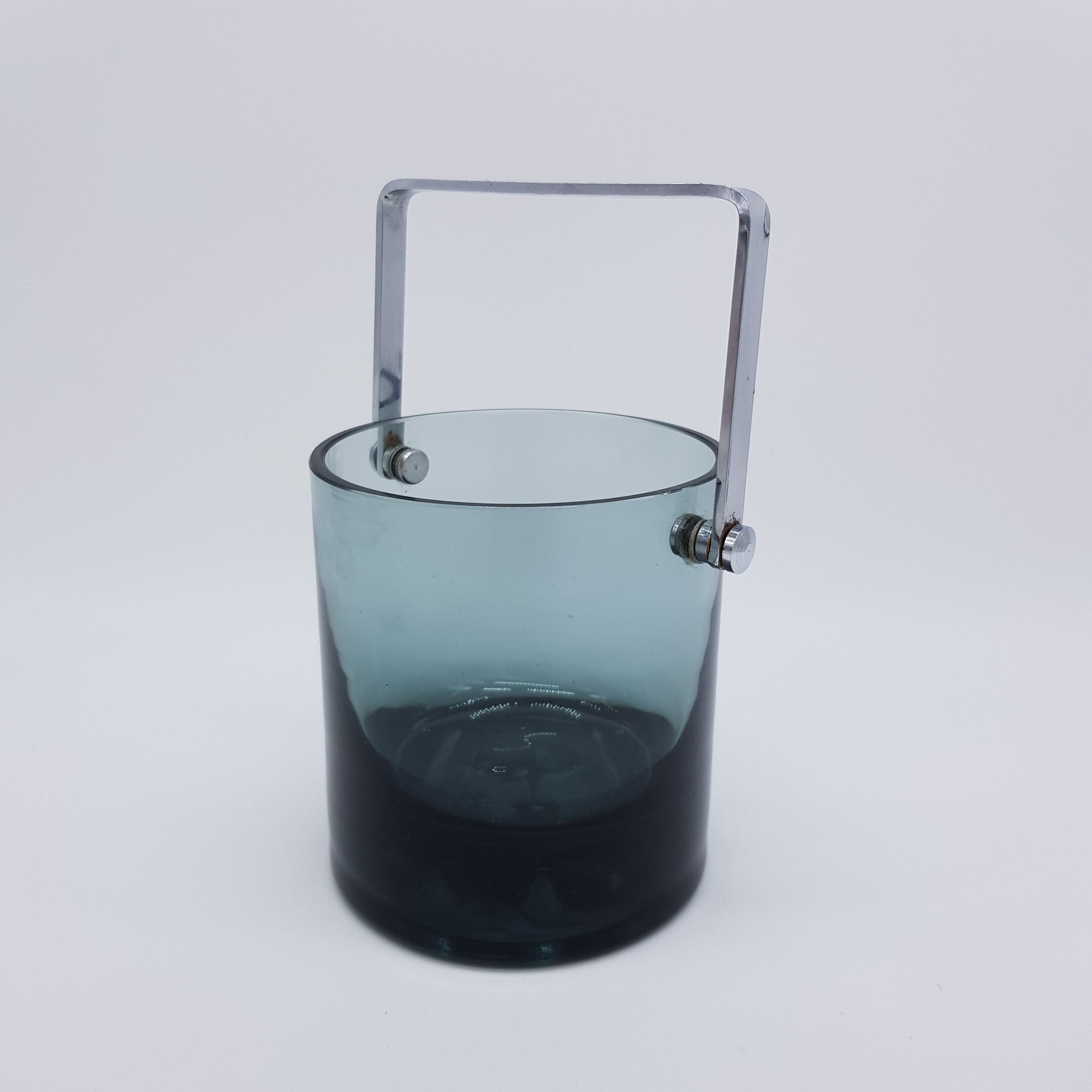 Bucket with ice cubes in vintage smoked glass
