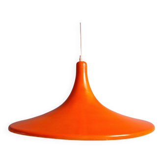 Large vintage orange plastic pendant light