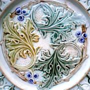 Old Art Nouveau plate, Acanthus and ivy leaves