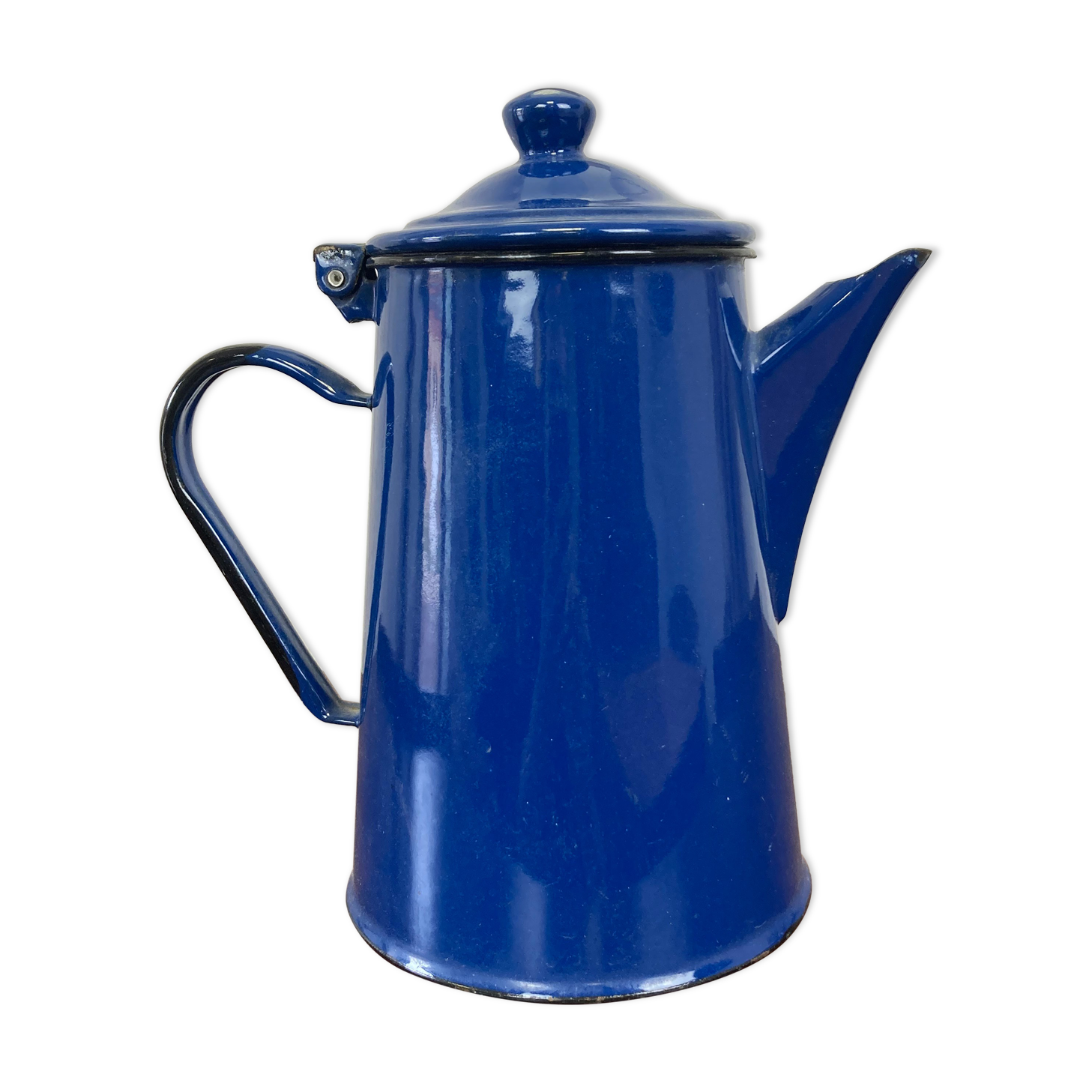 Blue enamelled coffee maker