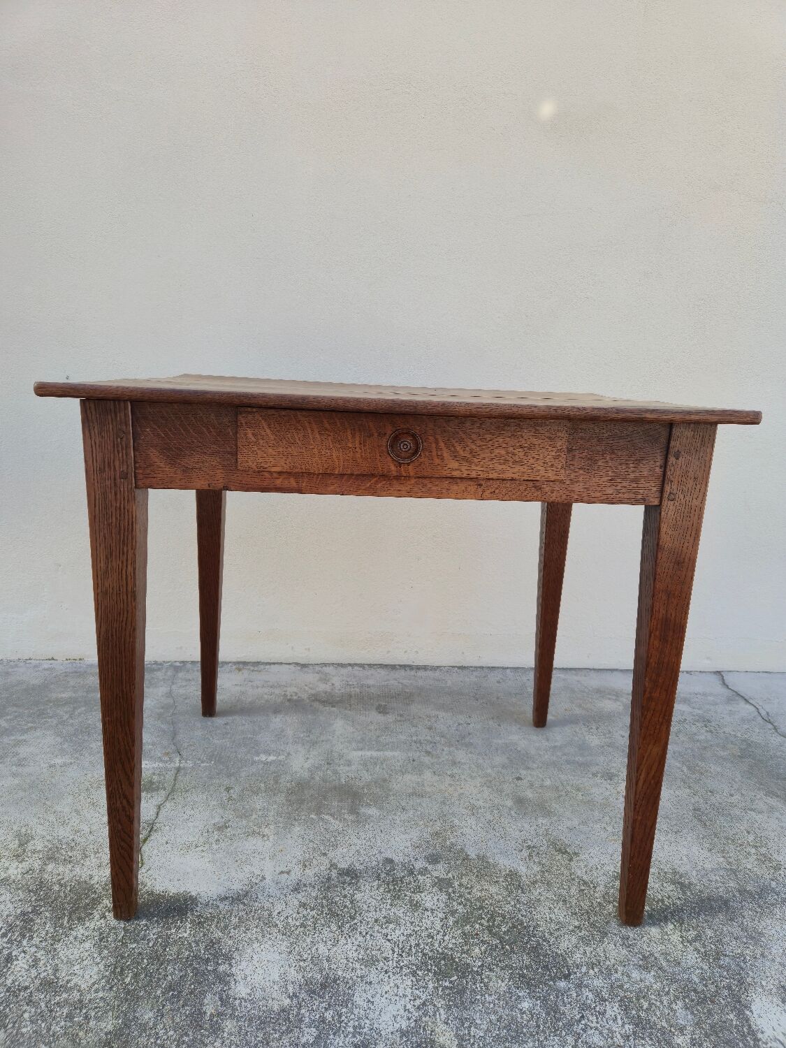 Antique rustic farmhouse table in solid oak, circa 1900s - 84cm