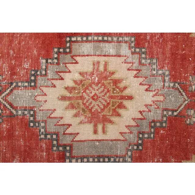 1970s Vintage Turkish Hand-Knotted Wool Cotton Red Area Rug 110x186