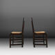 Set of six oak an wicker dining chairs by Victor Courtray