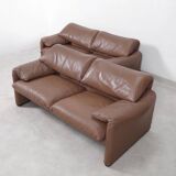 Cassina Maralunga 2 seater in mocca colored leather