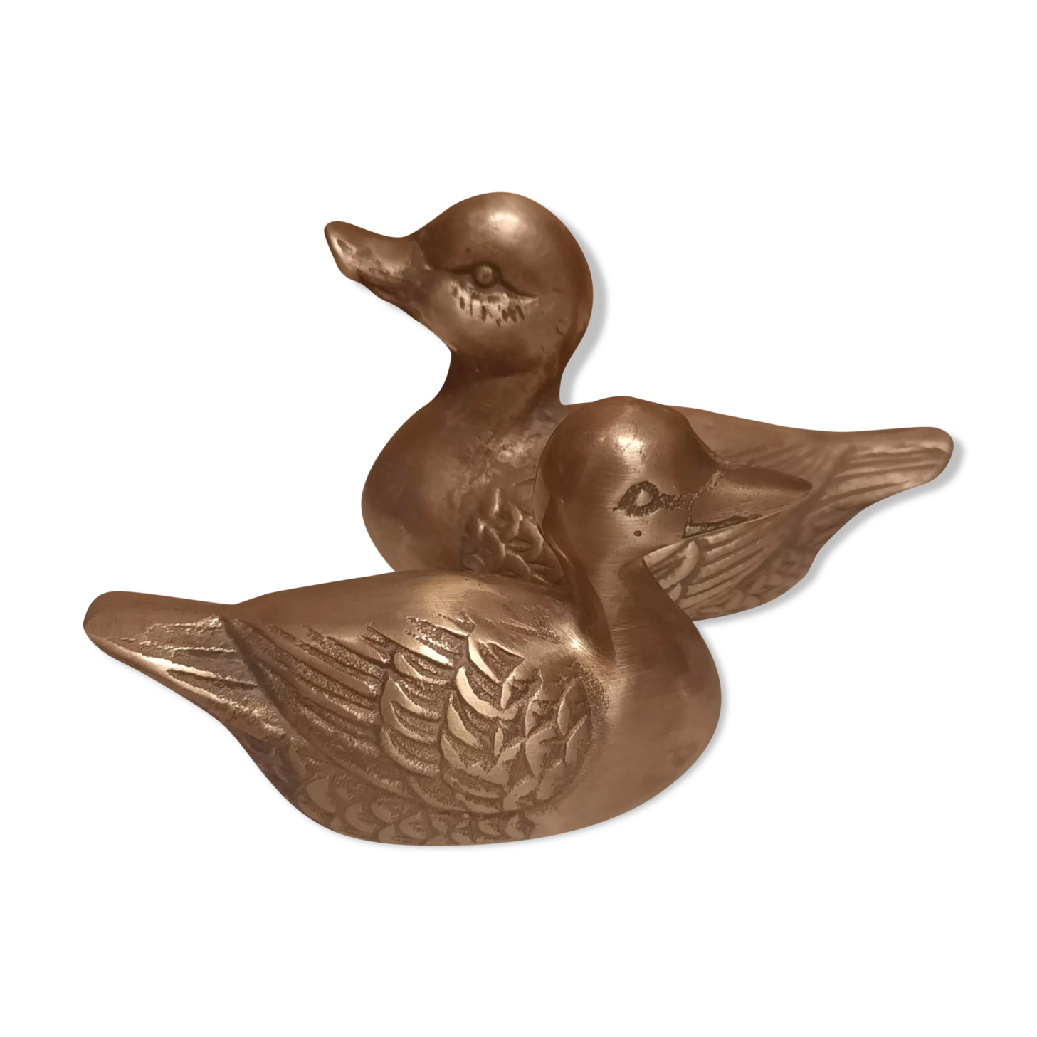 Set of two brass ducks