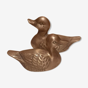 Set of two brass ducks