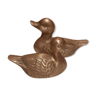 Set of two brass ducks