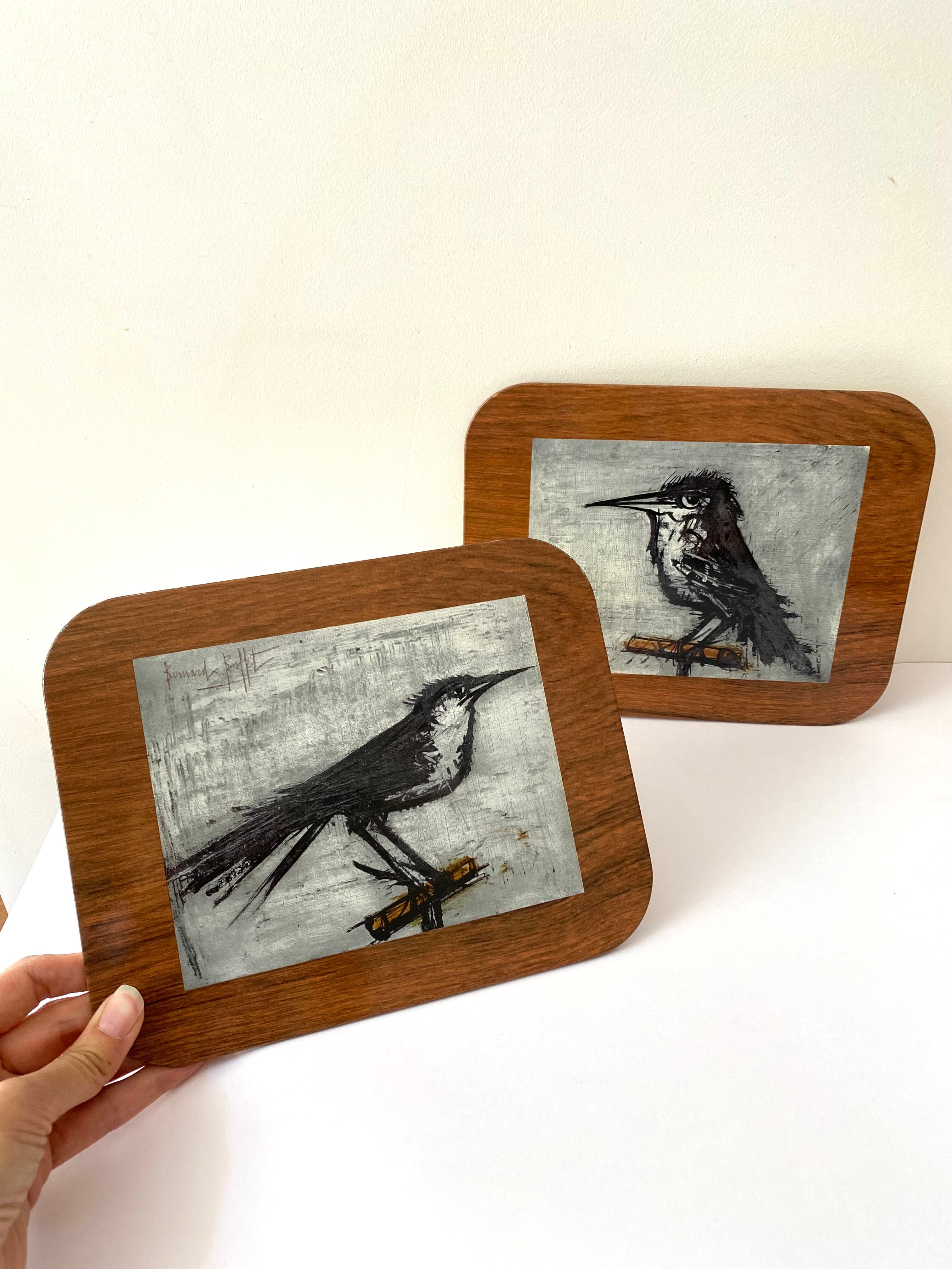 Birds under dish by Bernard Buffet, metal, vintage