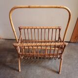 Rattan wicker magazine holder 1970 1960