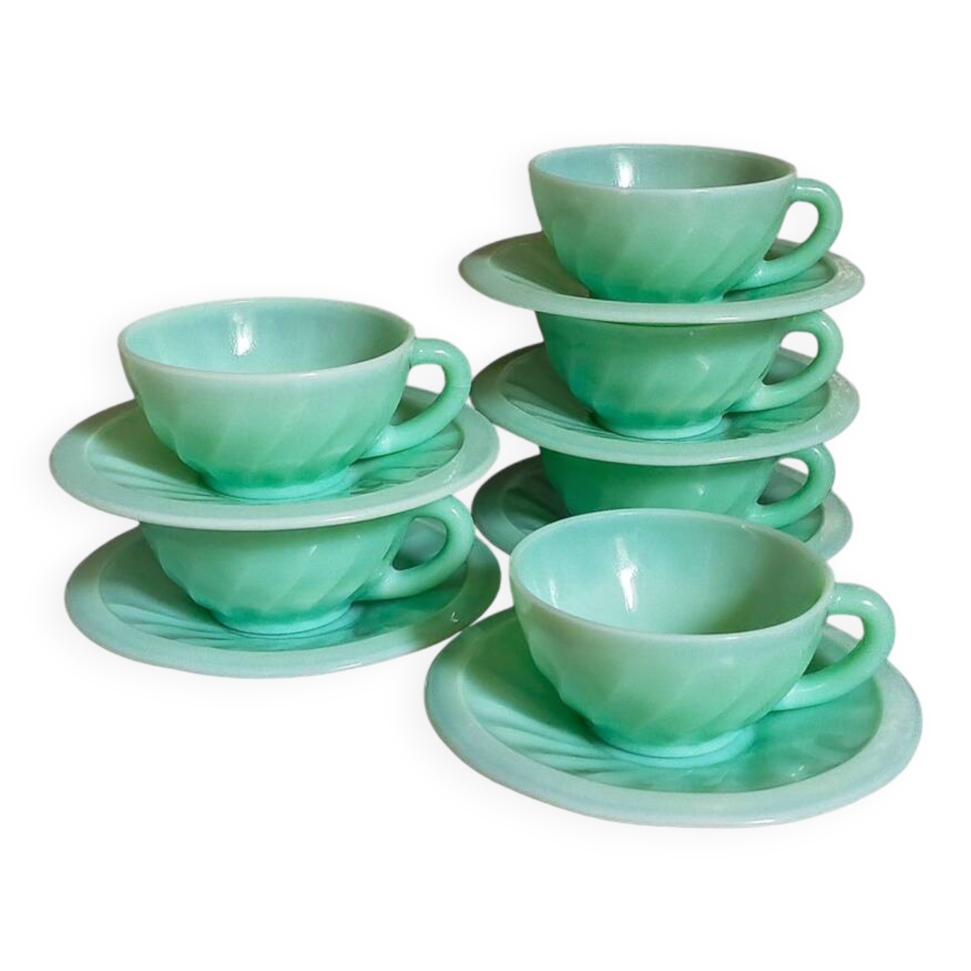 Six opaline cups
