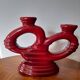 Set of 2 elegant Art Deco ceramic double candle holders