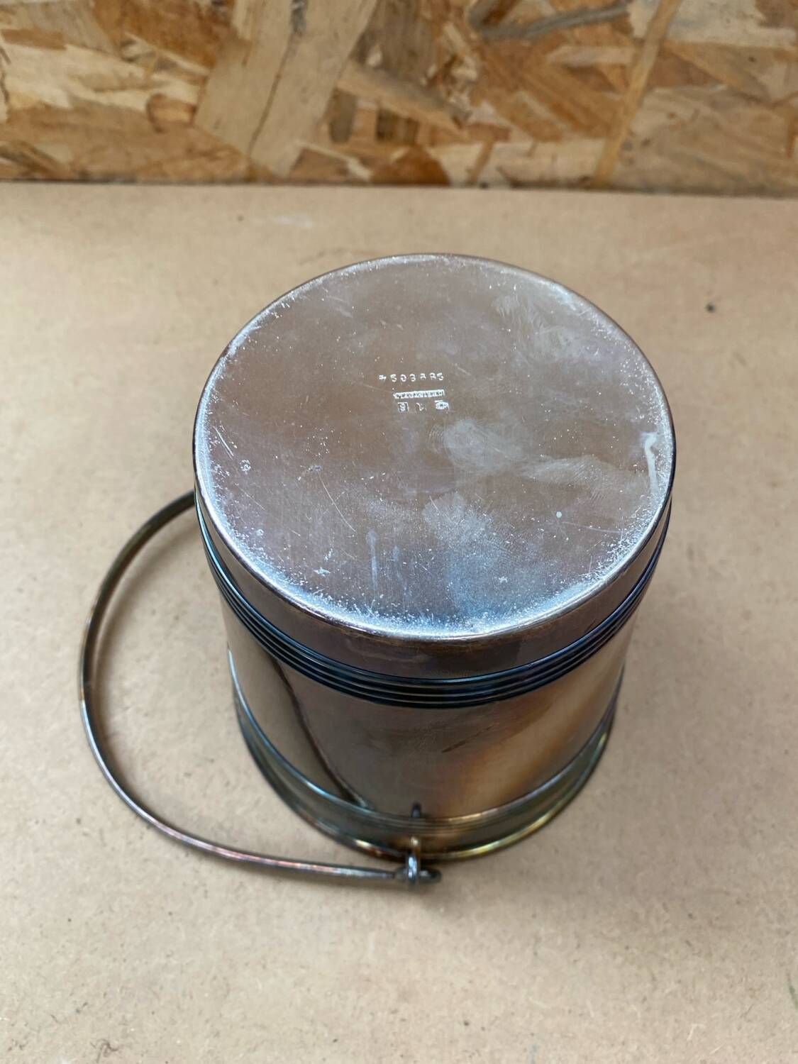 Old christofle ice bucket silver metal cooler + handle france #b210