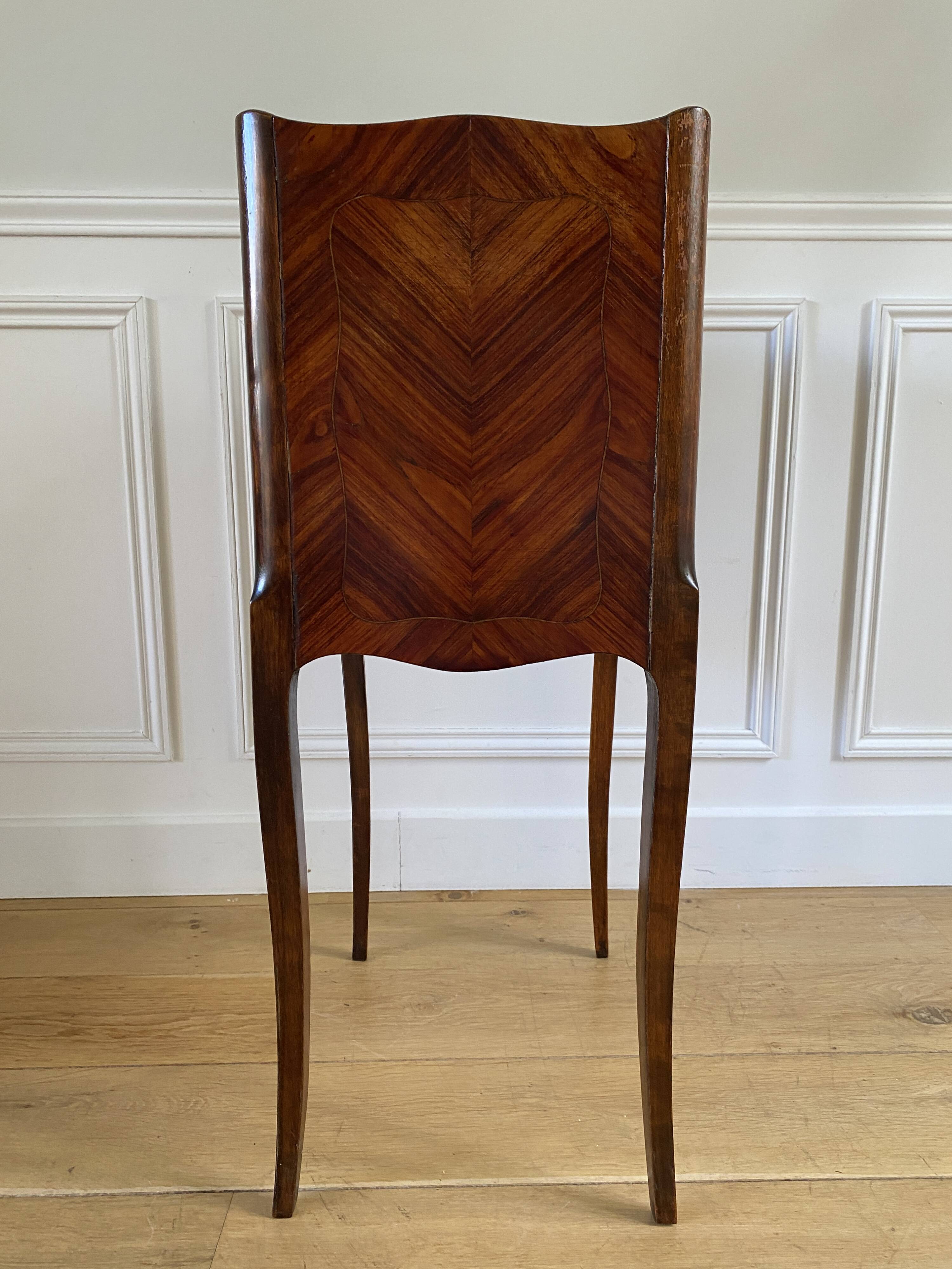 Antique marquetry bedside table – Louis XV style – 3 drawers