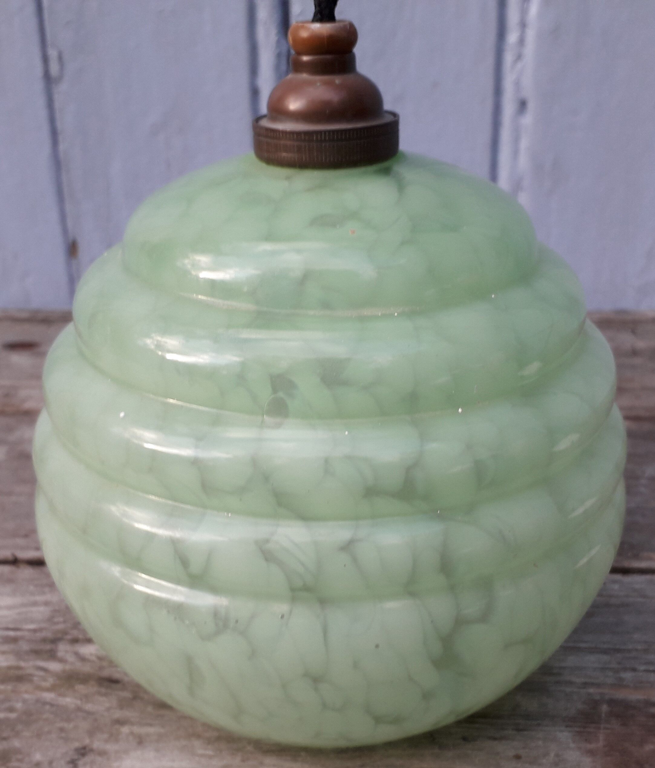 Glass suspension Clichy Green Art Deco