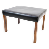 Tabouret en cuir noir et pieds en palissandre, design danois des années 1960