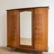 Antique 3-door Art Deco wardrobe in mahogany and marquetry