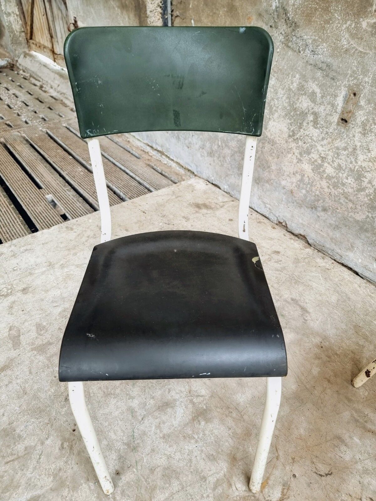 Set of vintage chairs stacking chairs green bakelite