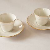 Set of 2 Sologne porcelain coffee cups, white and gold