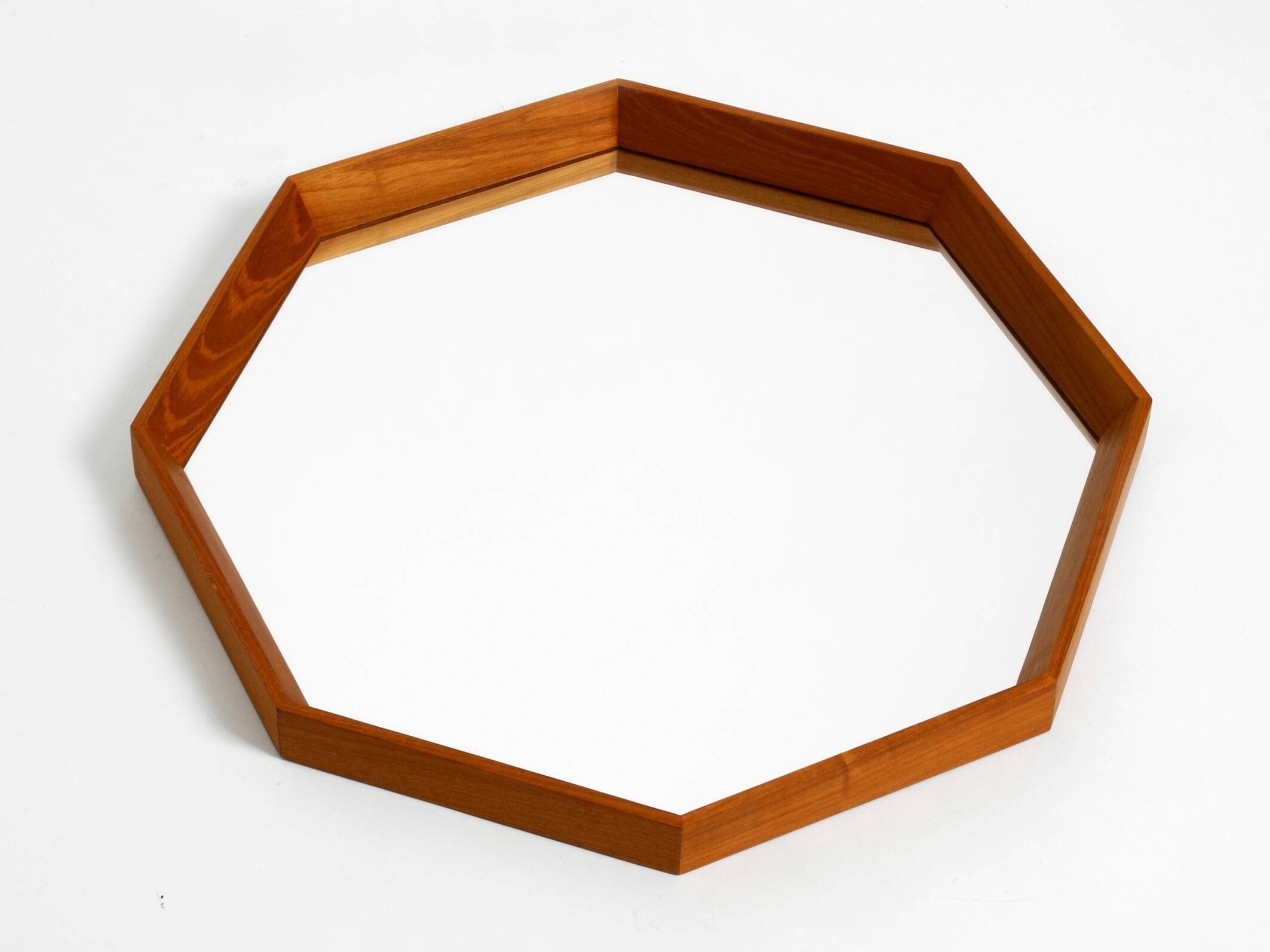 Very nice 1960s octagonal teak wall mirror | 45cm