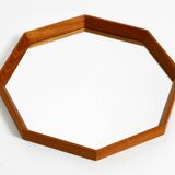 Very nice 1960s octagonal teak wall mirror | 45cm