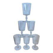 Set of 6 large wine glasses, crystal wine water engraved early twentieth century