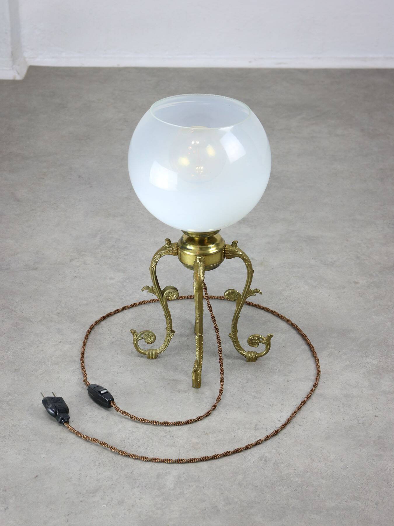 Mid-century Brass and Glass Table Lamp