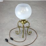Mid-century Brass and Glass Table Lamp