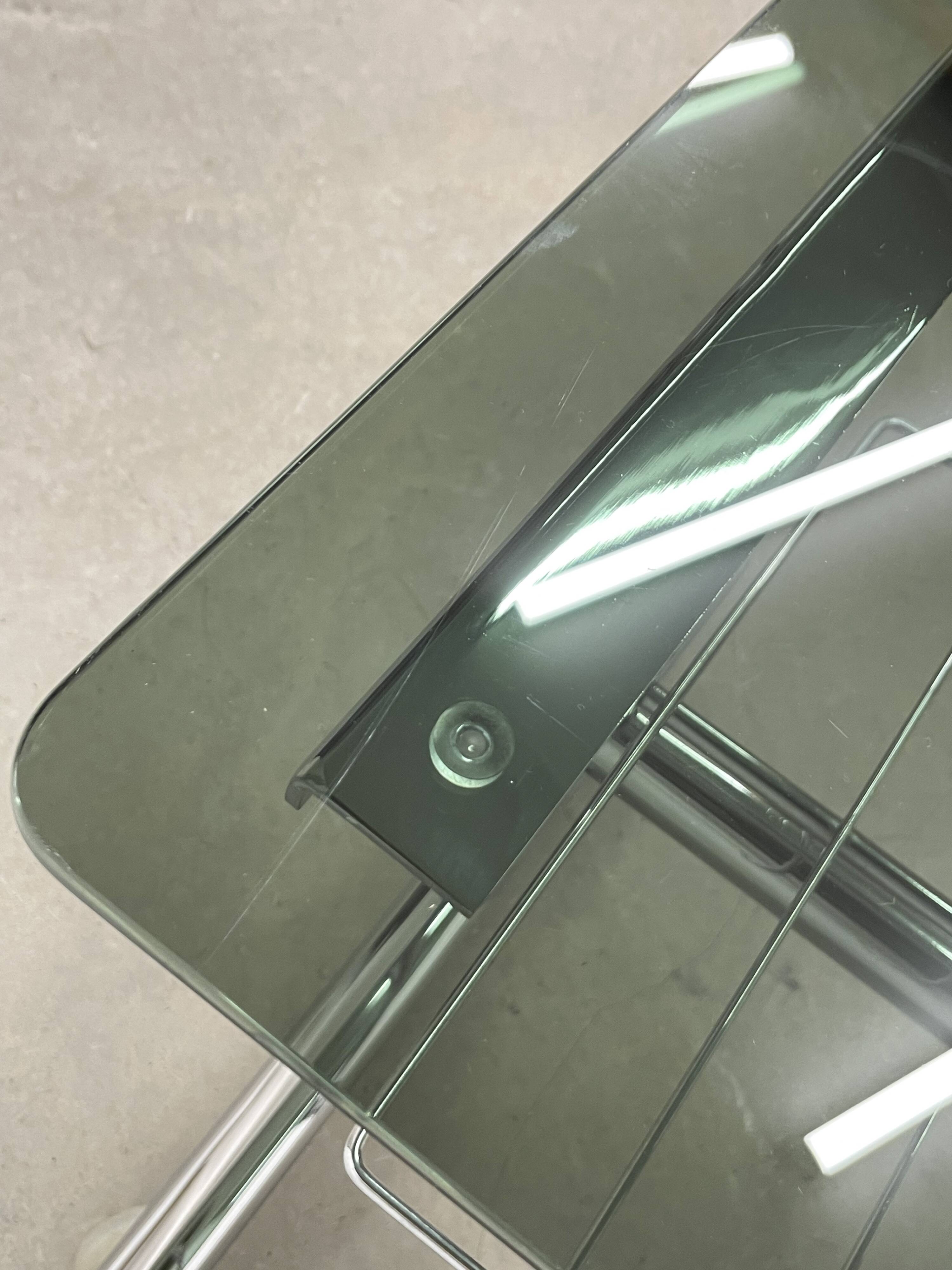 Vintage chrome and tinted glass dessert trolley