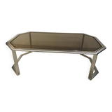 Octagonal chrome and brass coffee table - 1970