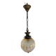 Suspension vintage en verre moulé et laiton, lampe suspendue boule en verre