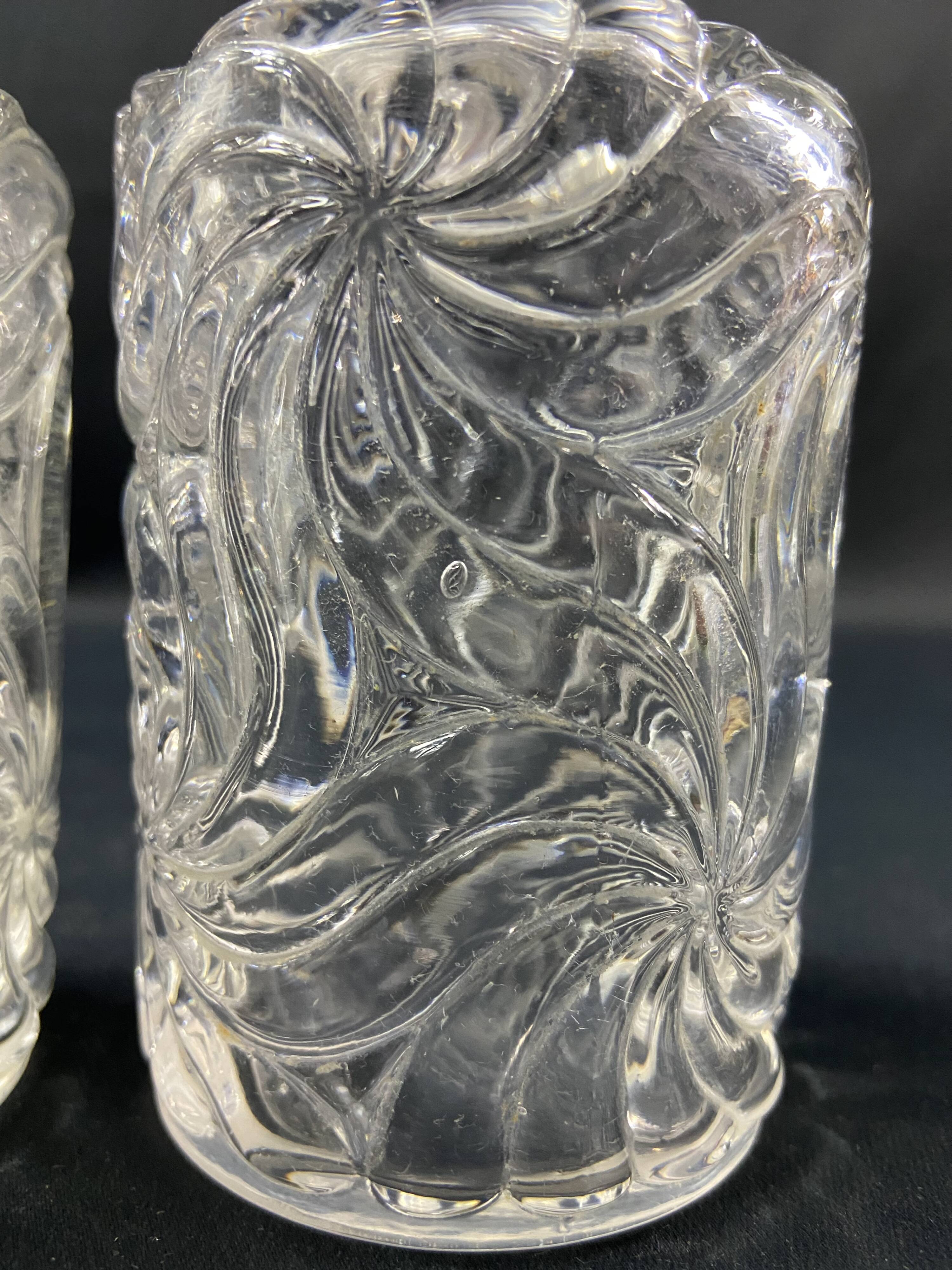 Pair of early 20th century SAINT LOUIS crystal perfume bottles, Fleurs de viole model