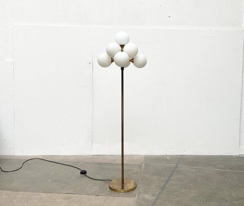 German brass floor lamp in Space Age style from the mid-century by Kaiser Leuchten, 1960s.