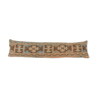 Bohemian bedding pillow cover, long turkish lumbar pillow with mid century design, wool woven hippie