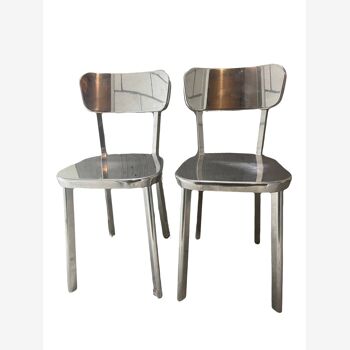 Set of 2 Magis Deja-Vu Dining Chair Polished Aluminium