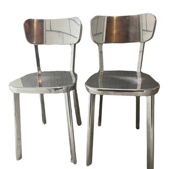 Set of 2 Magis Deja-Vu Dining Chair Polished Aluminium