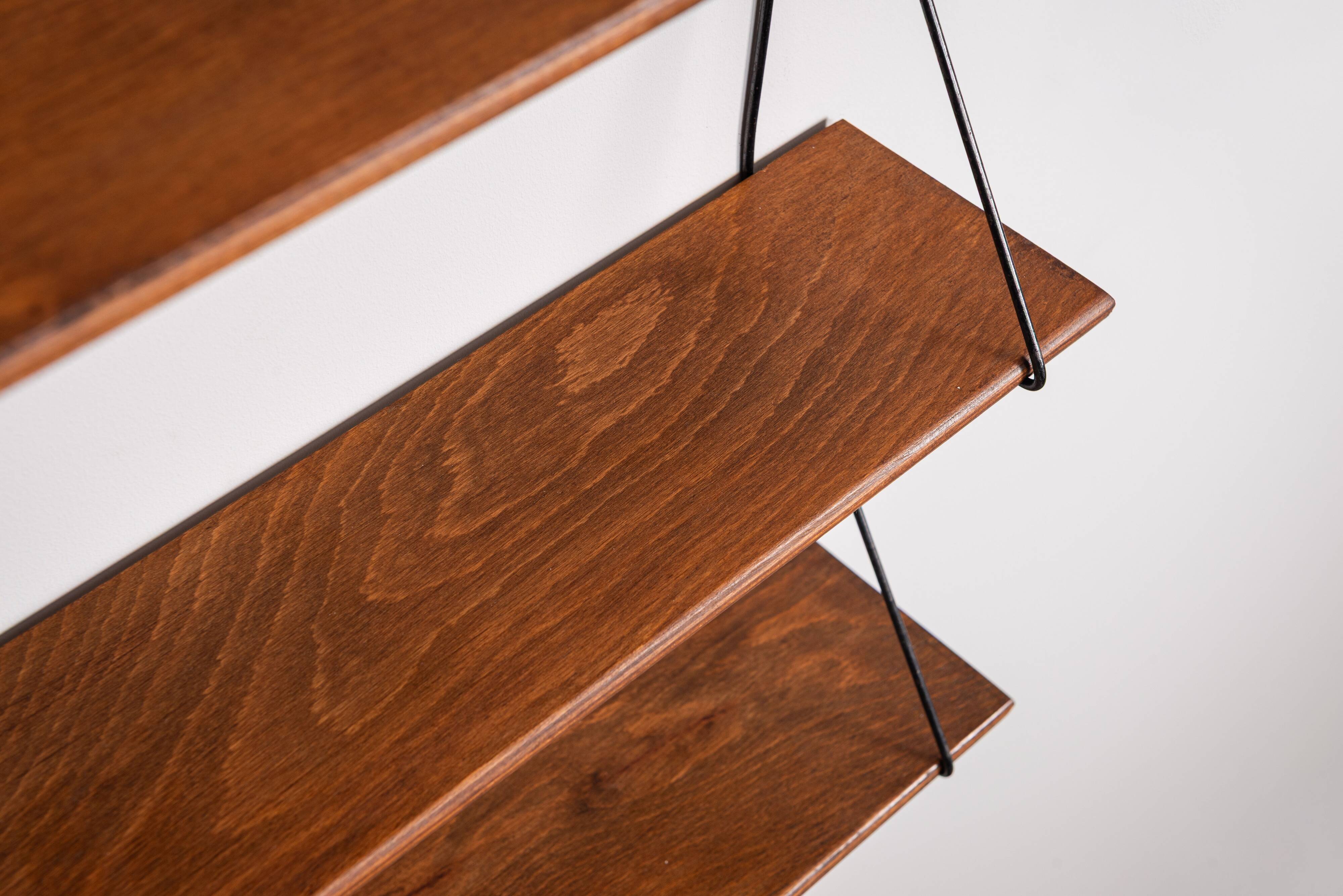 Set of minimalistic wooden shelving units
