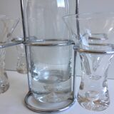 Service à liqueur digestif alcool portatif design verre & métal chromé inox