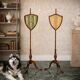 Pair of George IV standing screens in satin wood and fabric, England, 19th century.