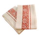 2 old red and white damask napkins