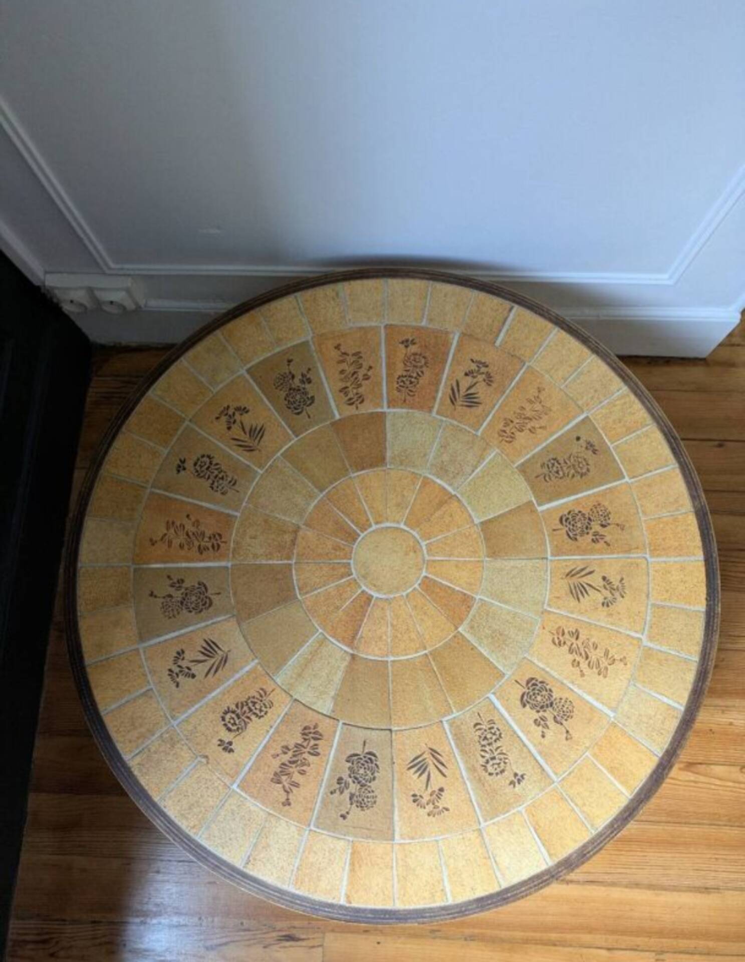 rare table basse ''ronde'' Vallauris par Raymonde Leduc.