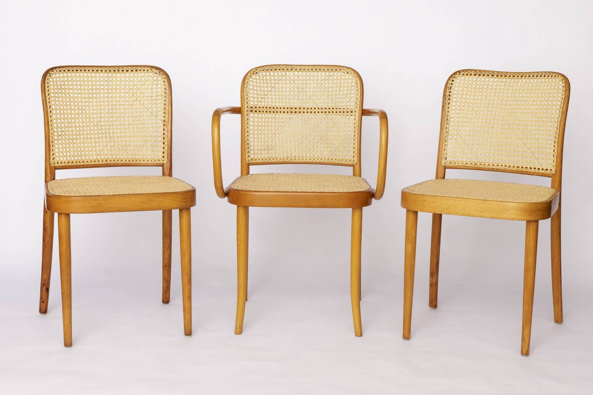Ligna Armchair – 1950s/1960s Czechoslovakia, Bentwood Beech with New Rattan