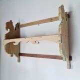 Antique wall shelf in raw wood - patinated green