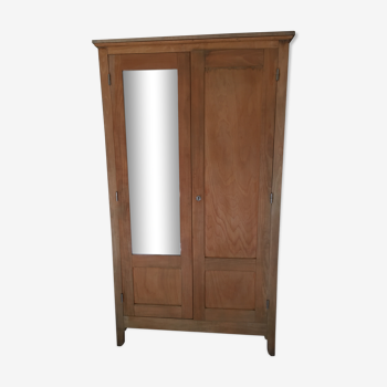 Armoire parisienne 2 porte internat dortoir penderie lingère bois brut