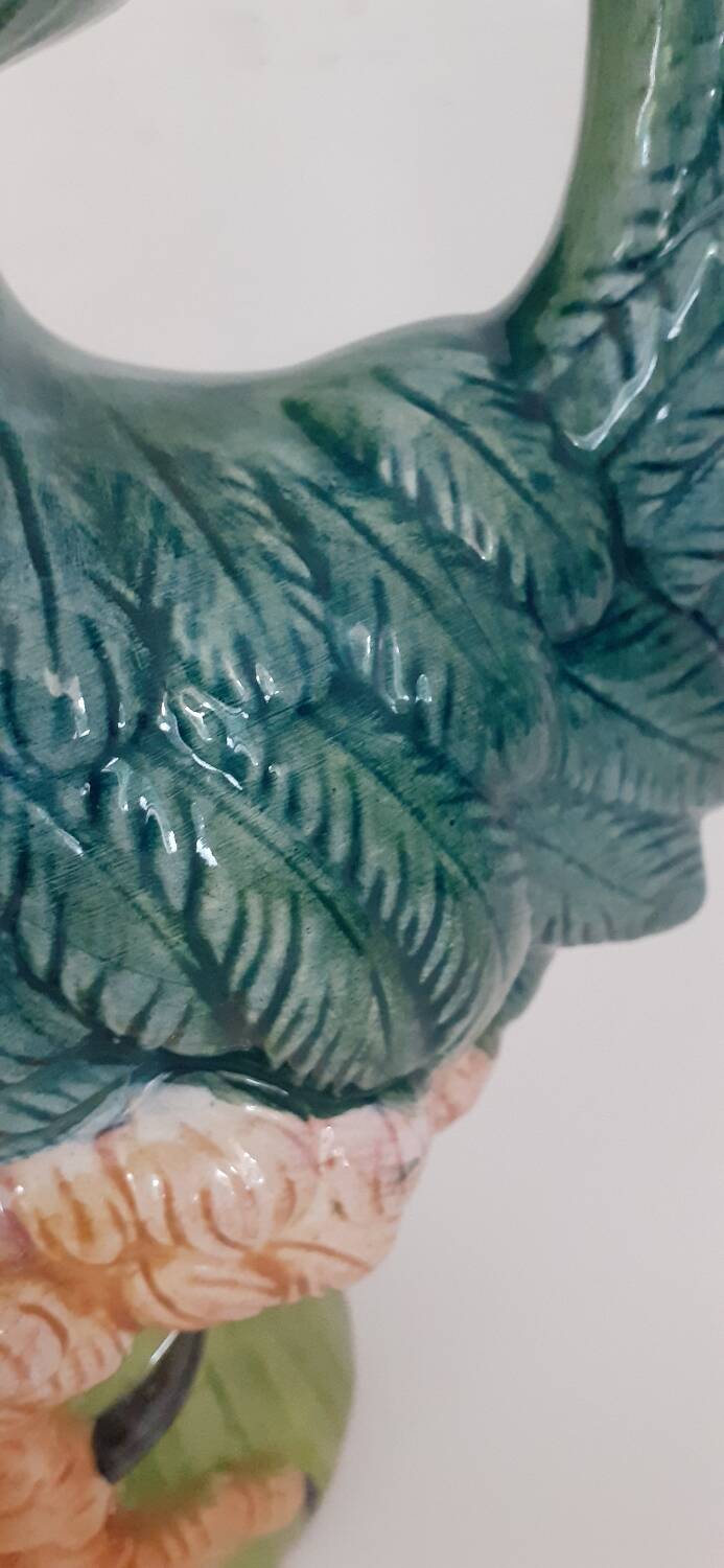 Vintage barbotine rooster pitcher