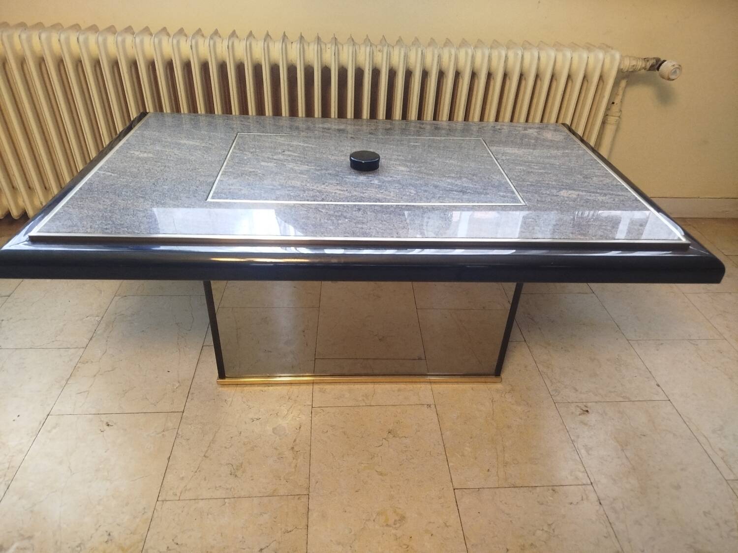 Transformable coffee table in marble and brass – fedam – italian design