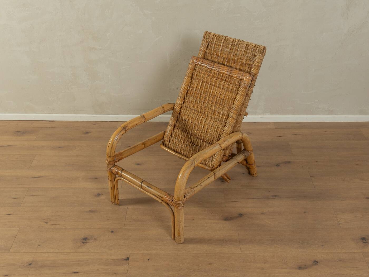 Chaise longue en bambou des années 1960